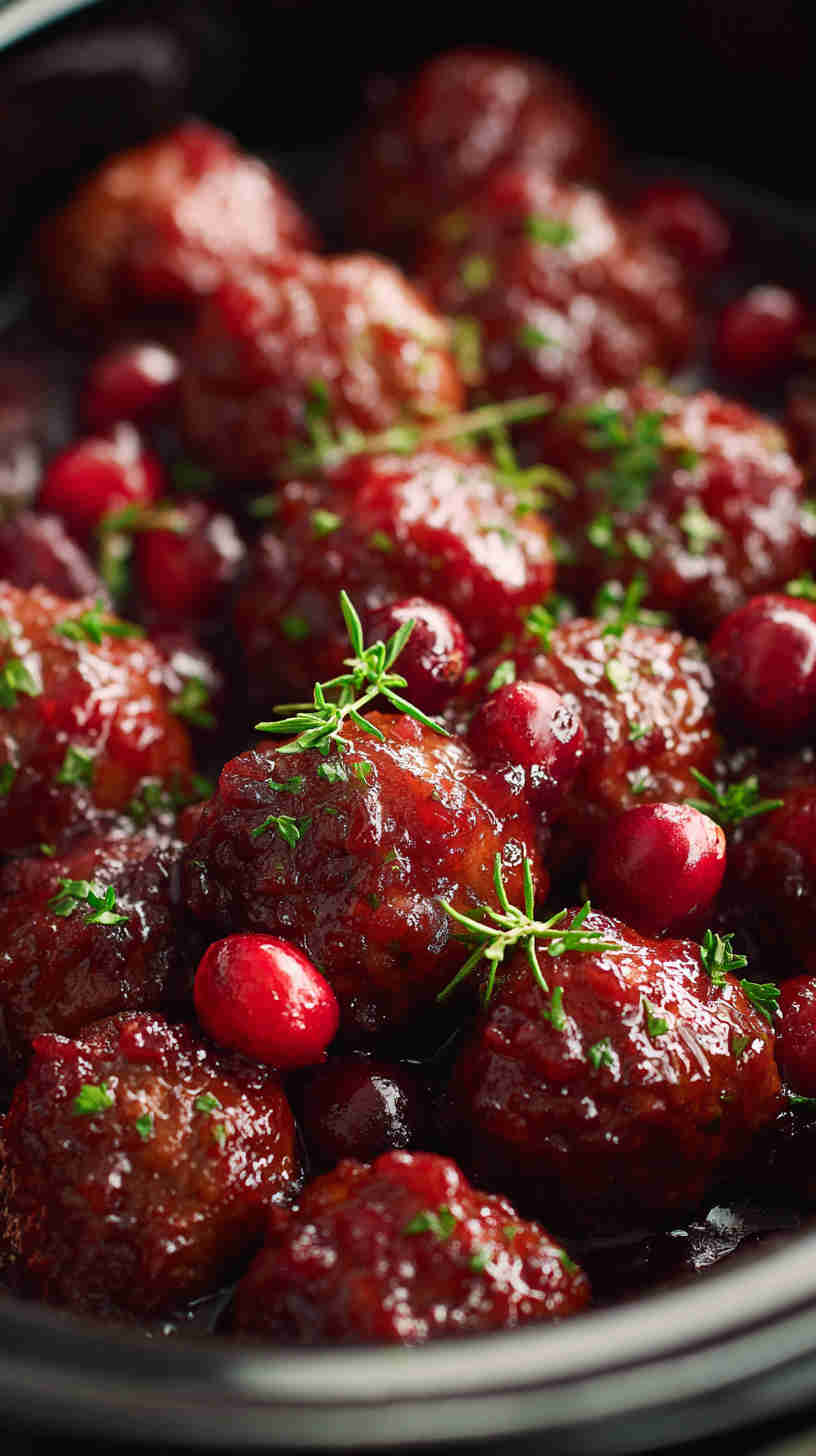 Crockpot Cranberry BBQ Meatballs