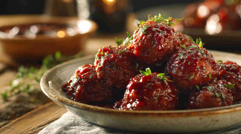Crockpot Cranberry BBQ Meatballs