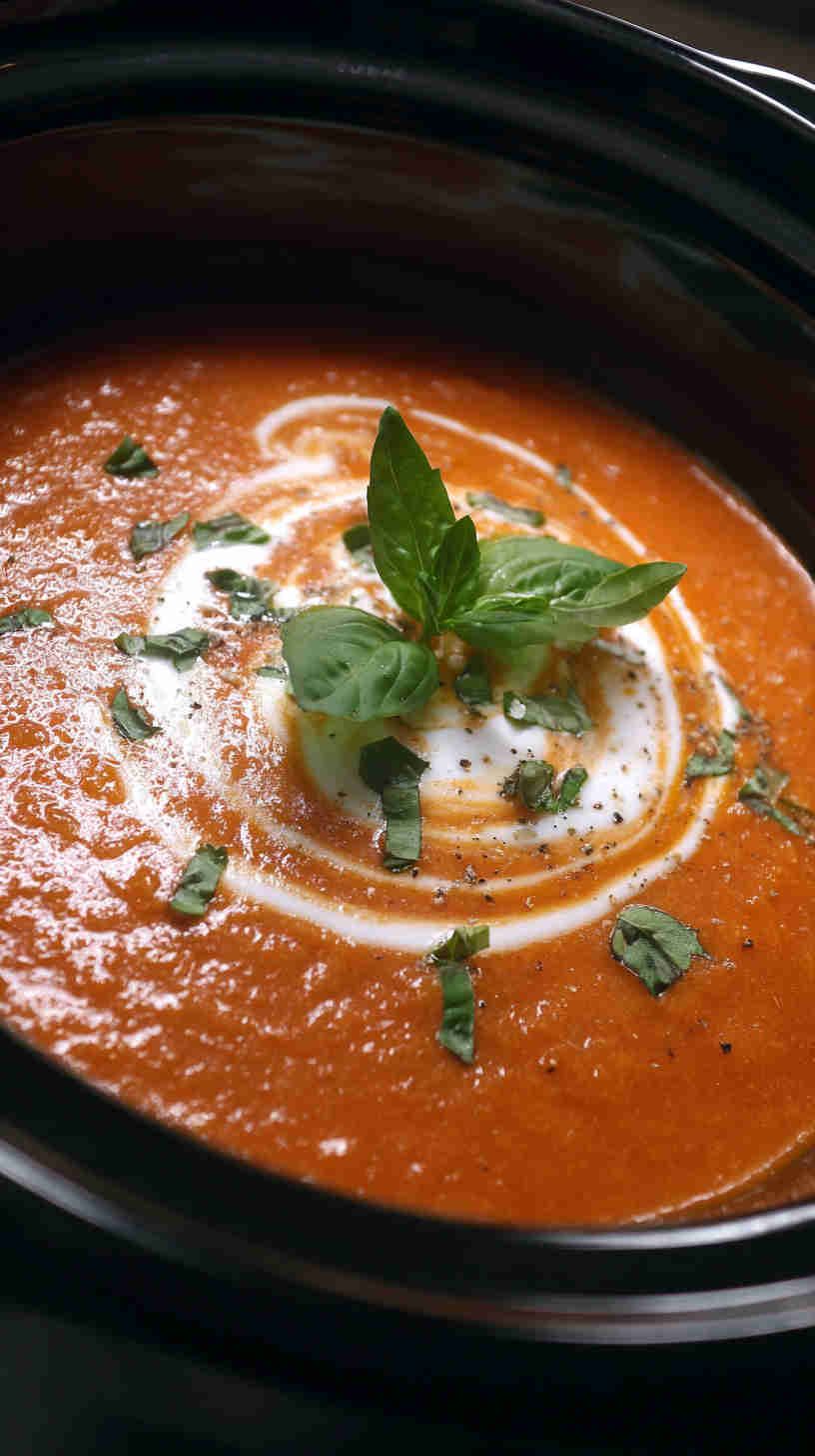Crockpot Creamy Tomato Basil Soup
