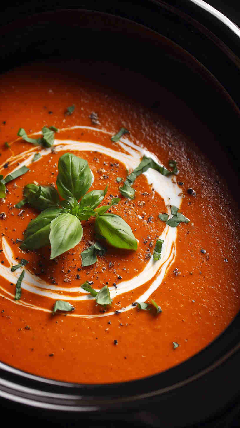 Crockpot Creamy Tomato Basil Soup