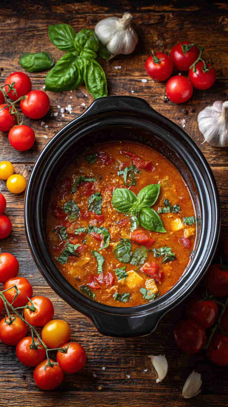 Crockpot Creamy Tomato Basil Soup