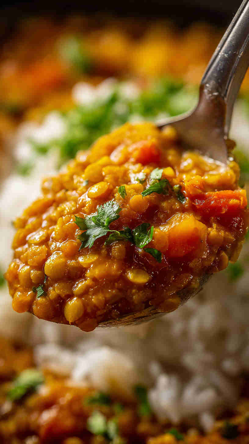 Crockpot Curried Lentils with Rice