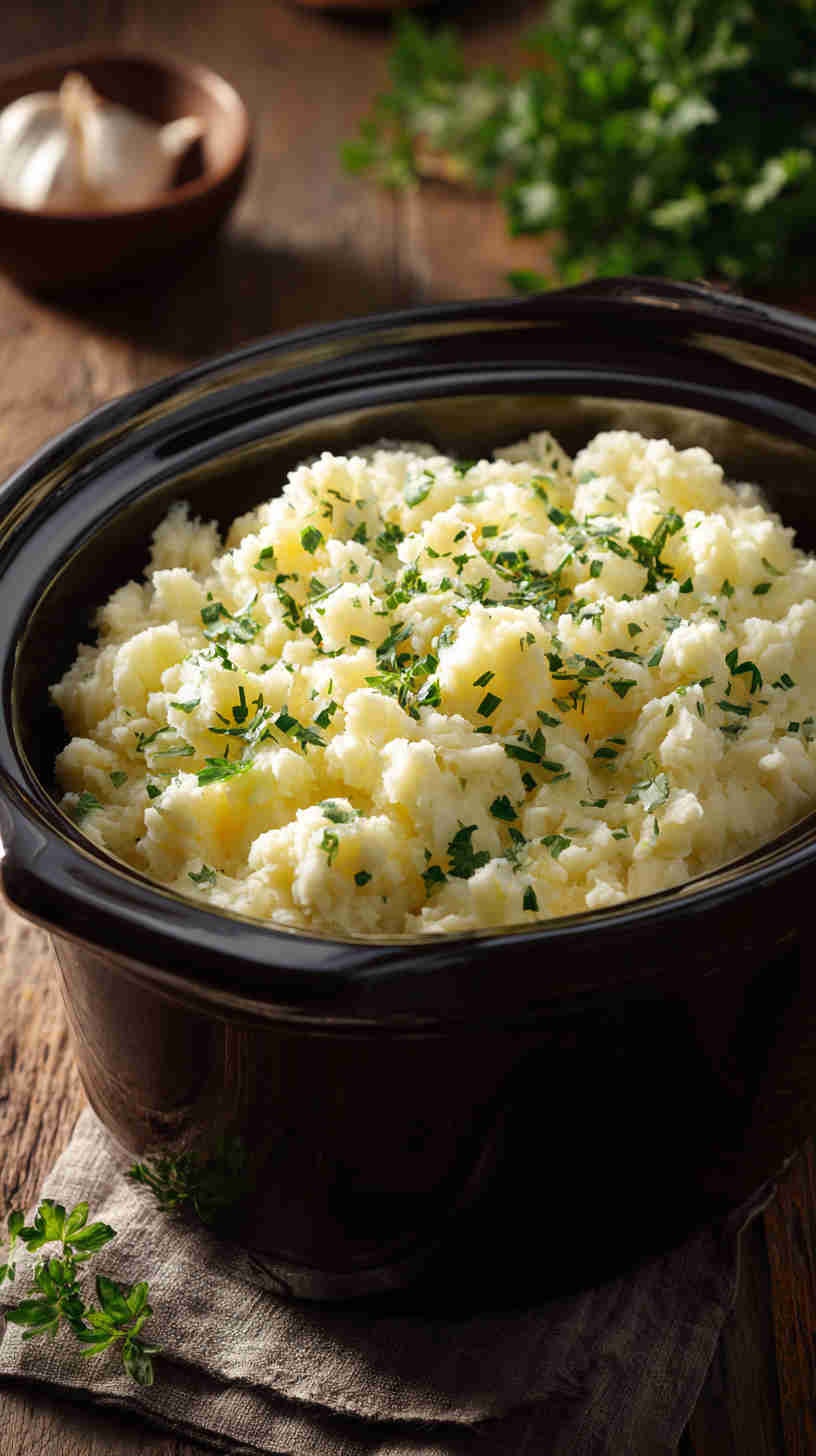 Crockpot Garlic Mashed Potatoes