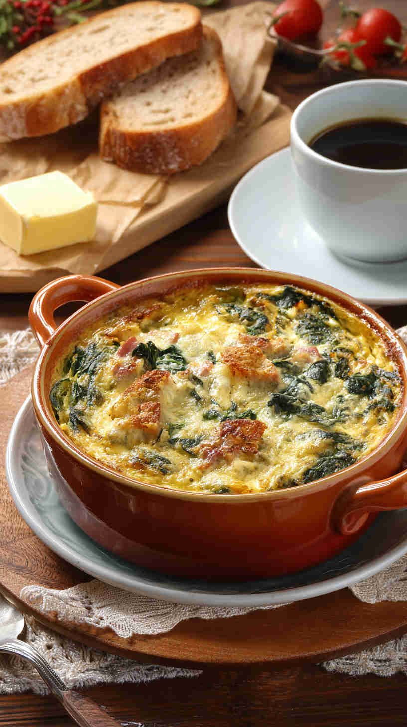 Crockpot Ham and Spinach Breakfast Casserole