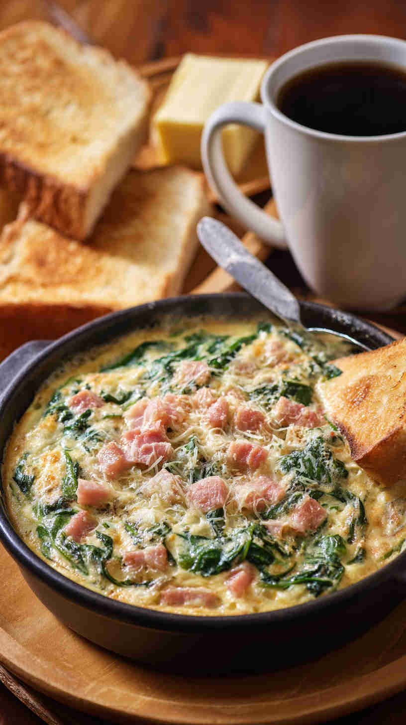 Crockpot Ham and Spinach Breakfast Casserole