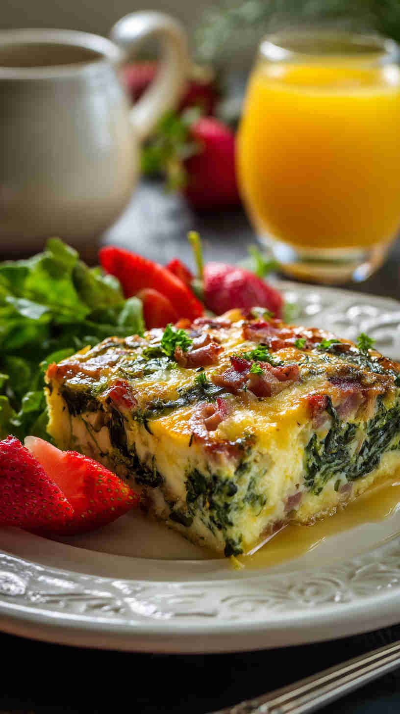 Crockpot Ham and Spinach Breakfast Casserole