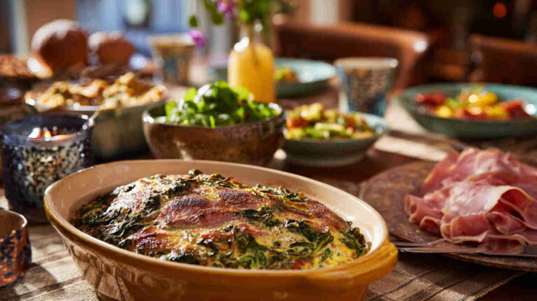 Crockpot Ham and Spinach Breakfast Casserole
