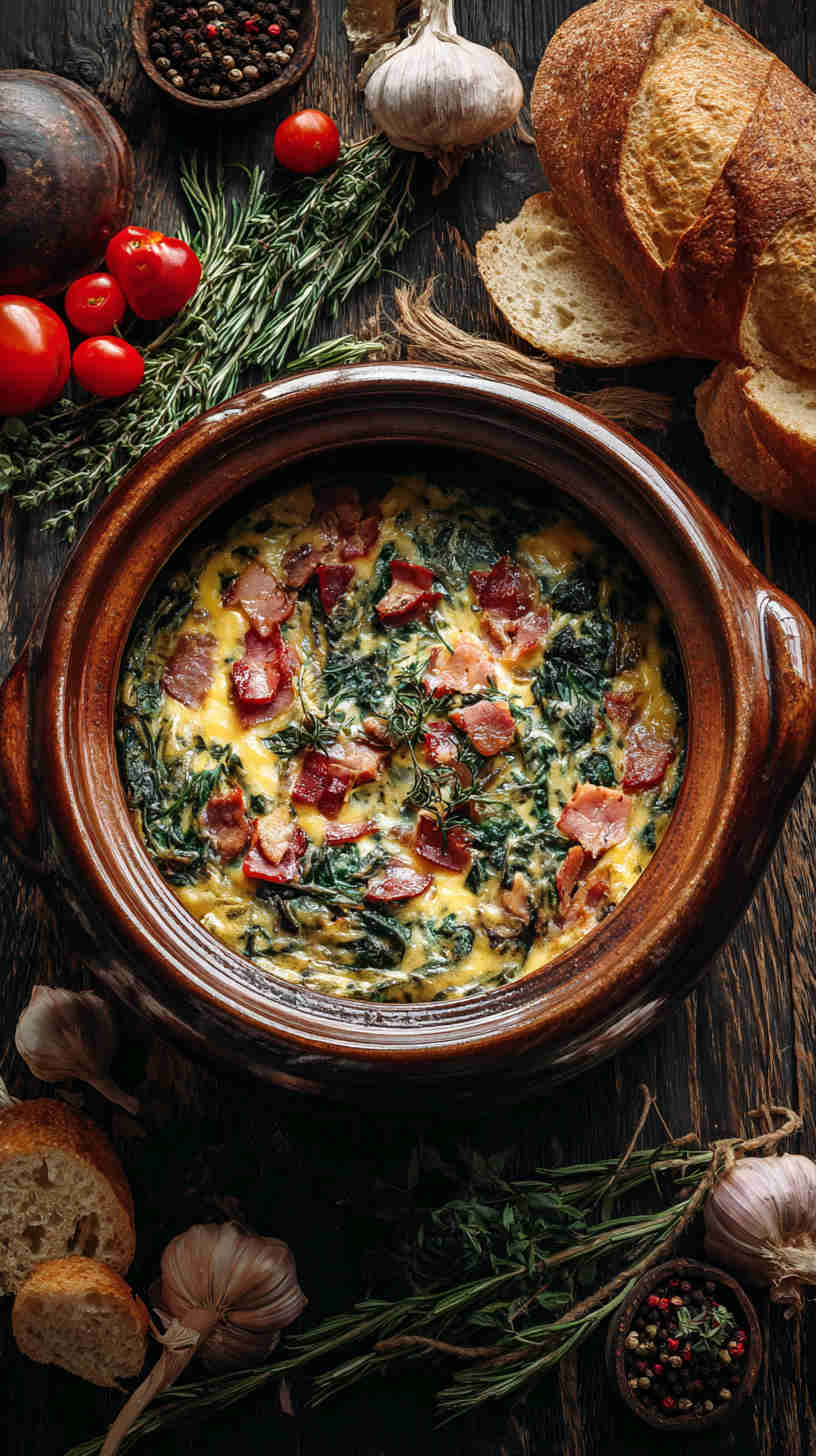 Crockpot Ham and Spinach Breakfast Casserole