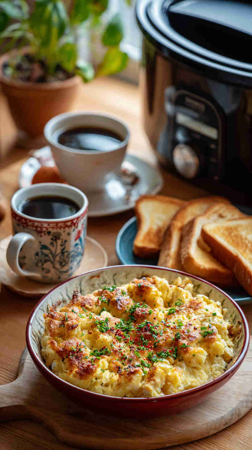 Crockpot Hash Brown and Cheese Breakfast Casserole