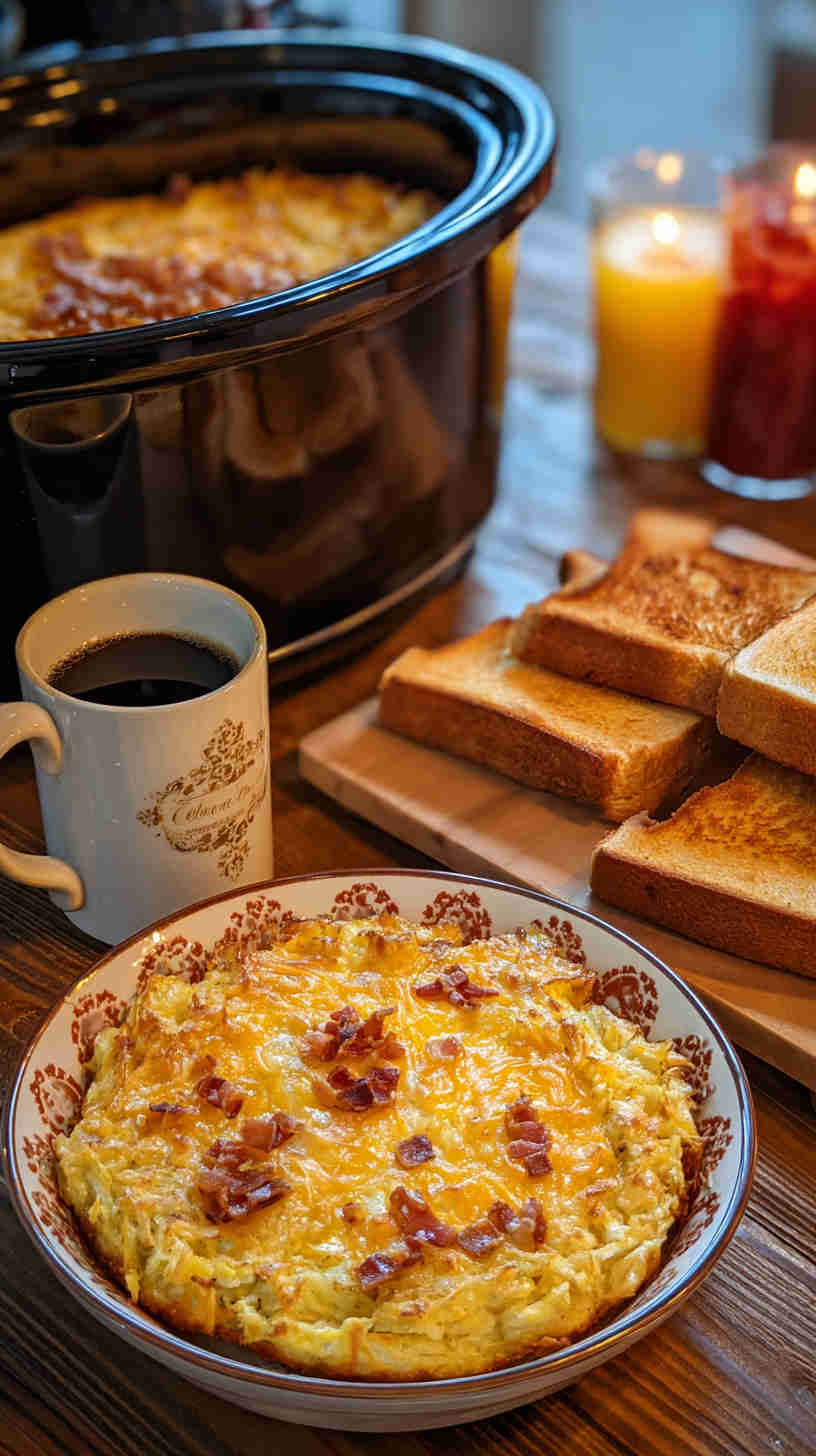 Crockpot Hash Brown and Cheese Breakfast Casserole