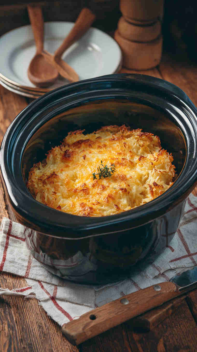 Crockpot Hash Brown and Cheese Breakfast Casserole
