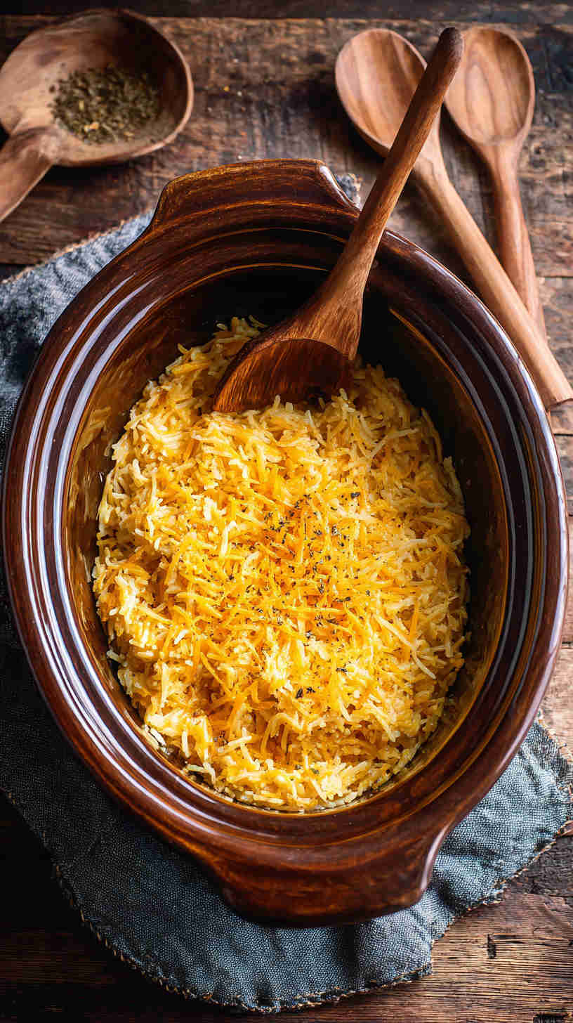 Crockpot Hash Brown and Cheese Breakfast Casserole