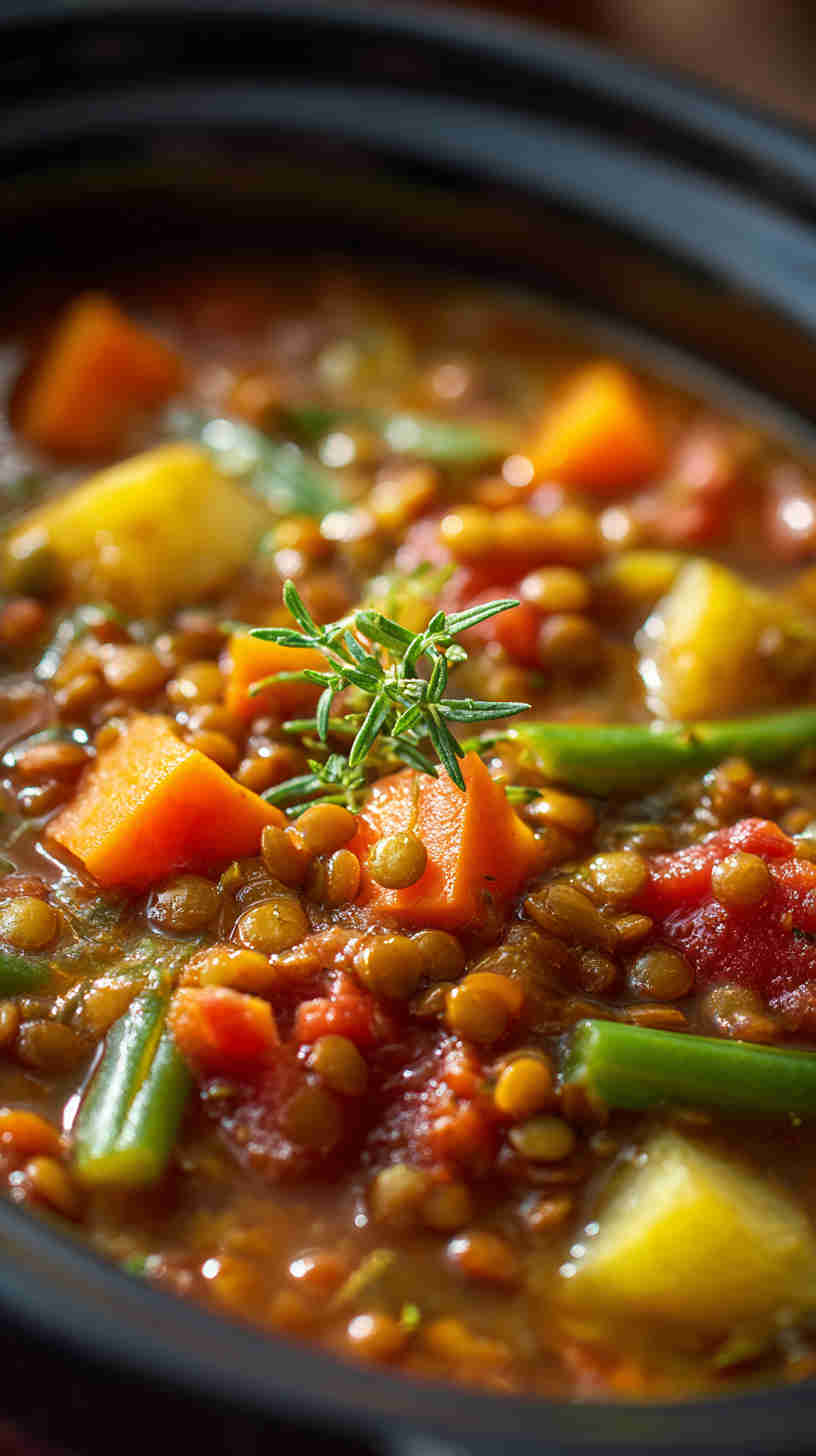 Crockpot Hearty Lentil and Veggie Stew