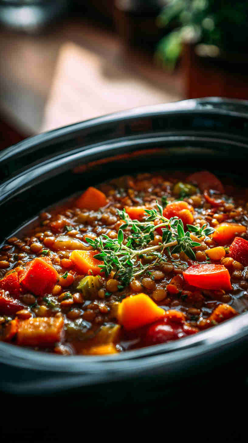 Crockpot Hearty Lentil and Veggie Stew