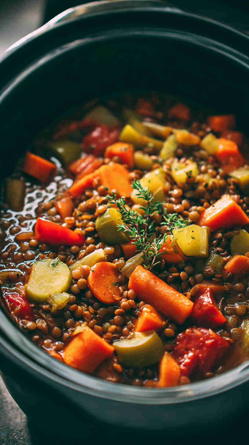 Crockpot Hearty Lentil and Veggie Stew