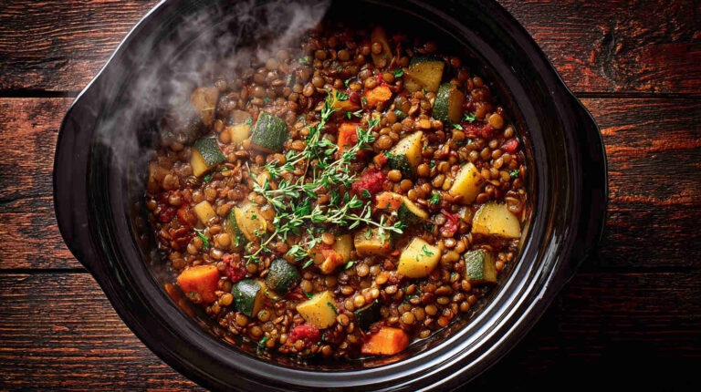 Crockpot Hearty Lentil and Veggie Stew