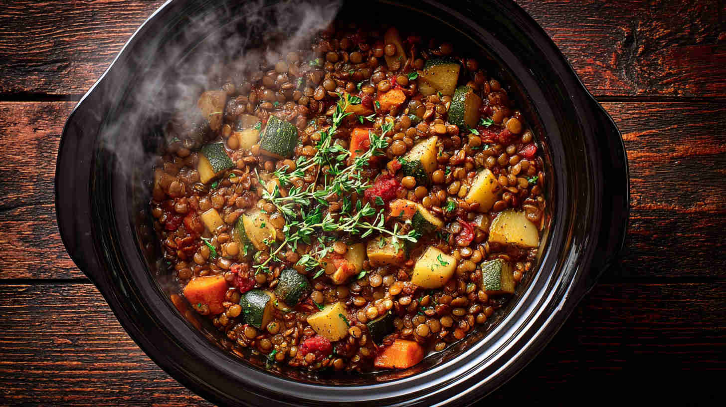 Crockpot Hearty Lentil and Veggie Stew