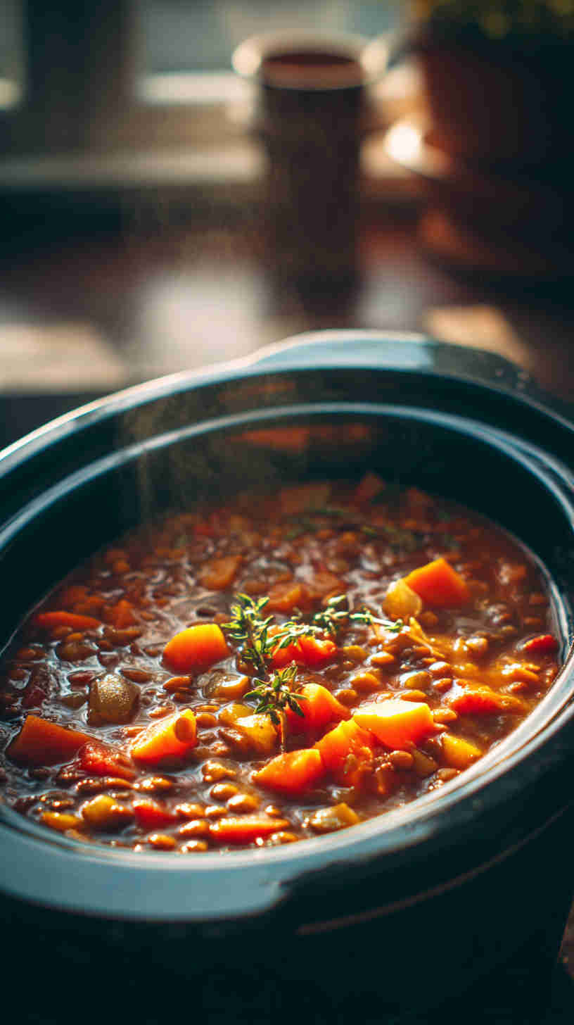 Crockpot Hearty Lentil and Veggie Stew