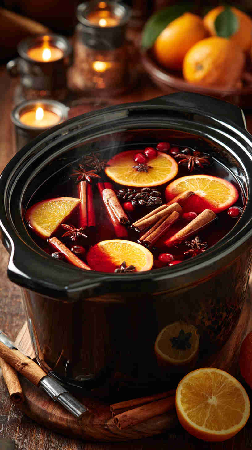 Crockpot Holiday Spiced Mulled Wine