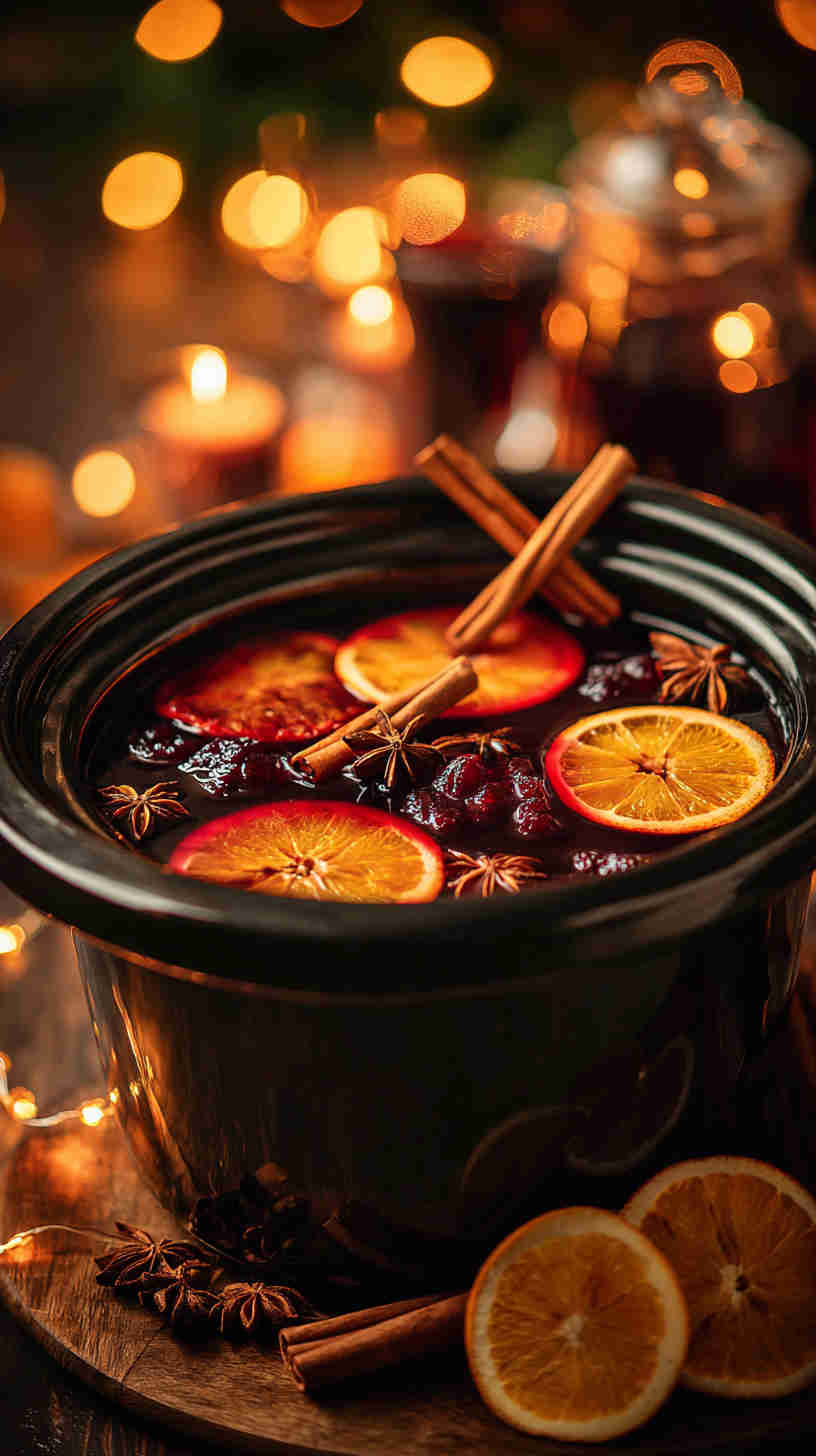 Crockpot Holiday Spiced Mulled Wine