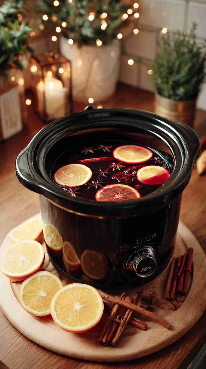 Crockpot Holiday Spiced Mulled Wine