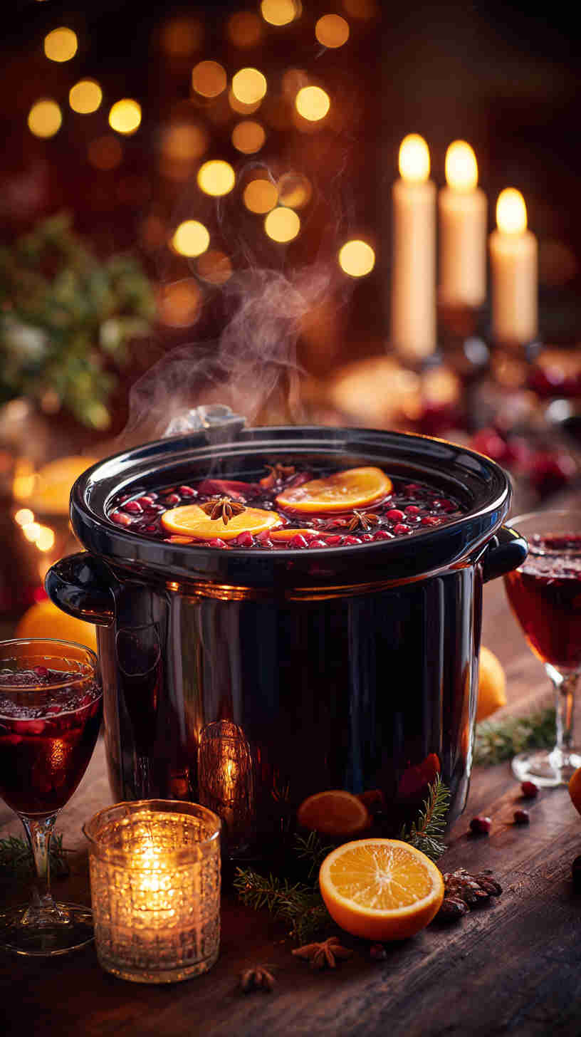 Crockpot Holiday Spiced Mulled Wine