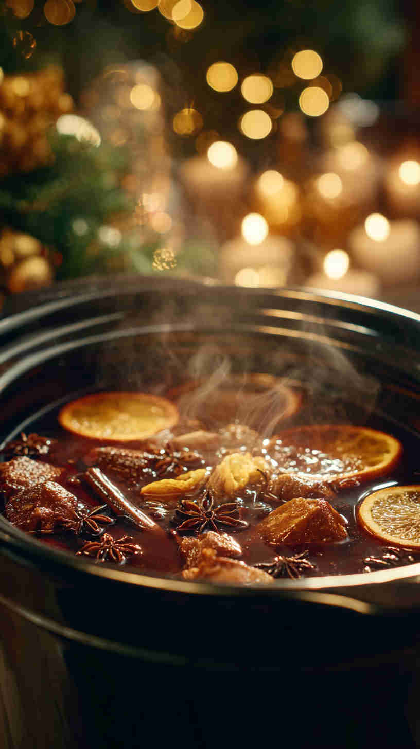 Crockpot Holiday Spiced Mulled Wine