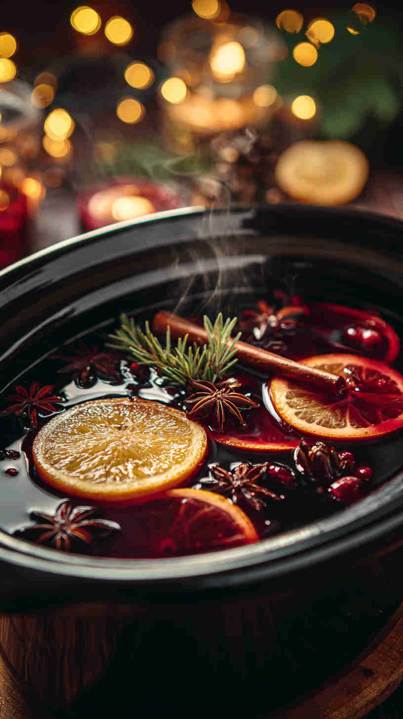 Crockpot Holiday Spiced Mulled Wine