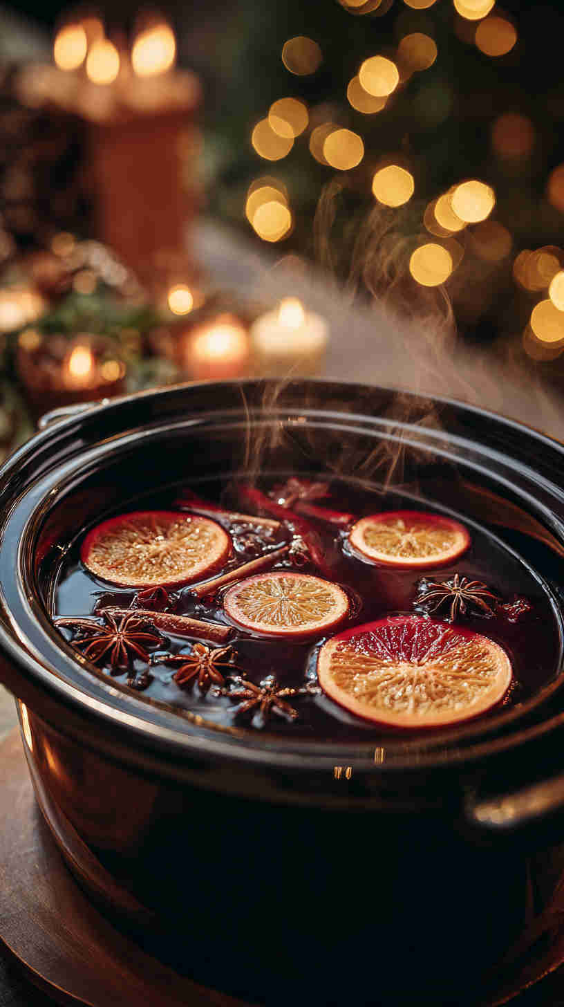 Crockpot Holiday Spiced Mulled Wine