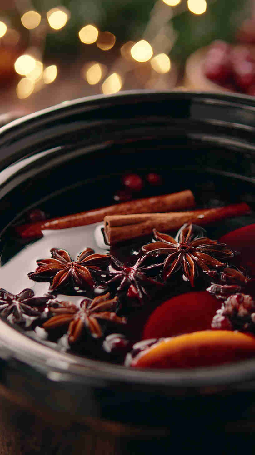 Crockpot Holiday Spiced Mulled Wine