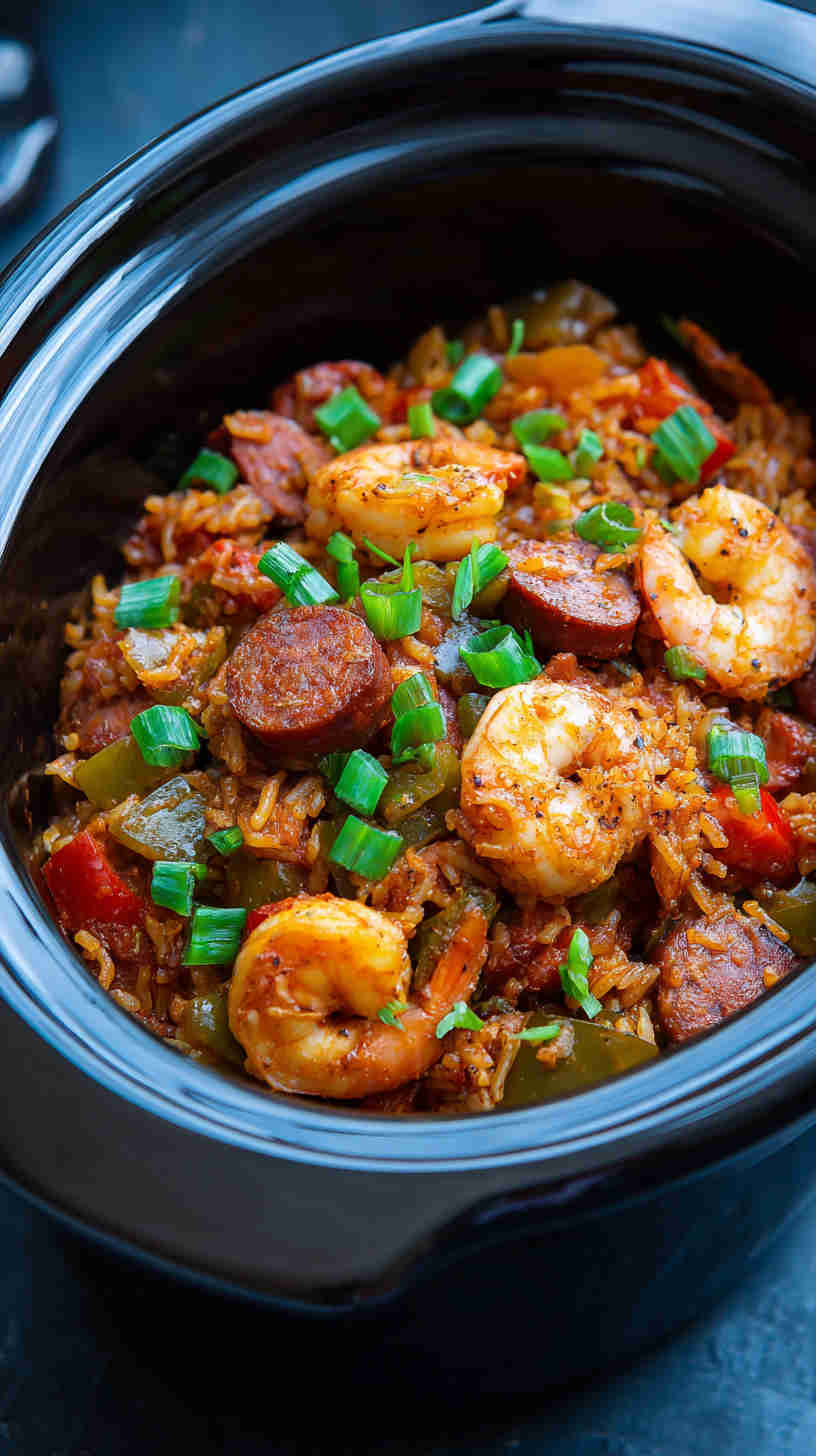 Crockpot Jambalaya with Shrimp and Andouille