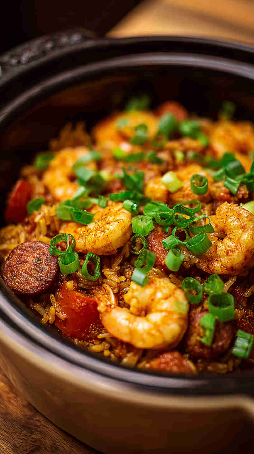 Crockpot Jambalaya with Shrimp and Andouille