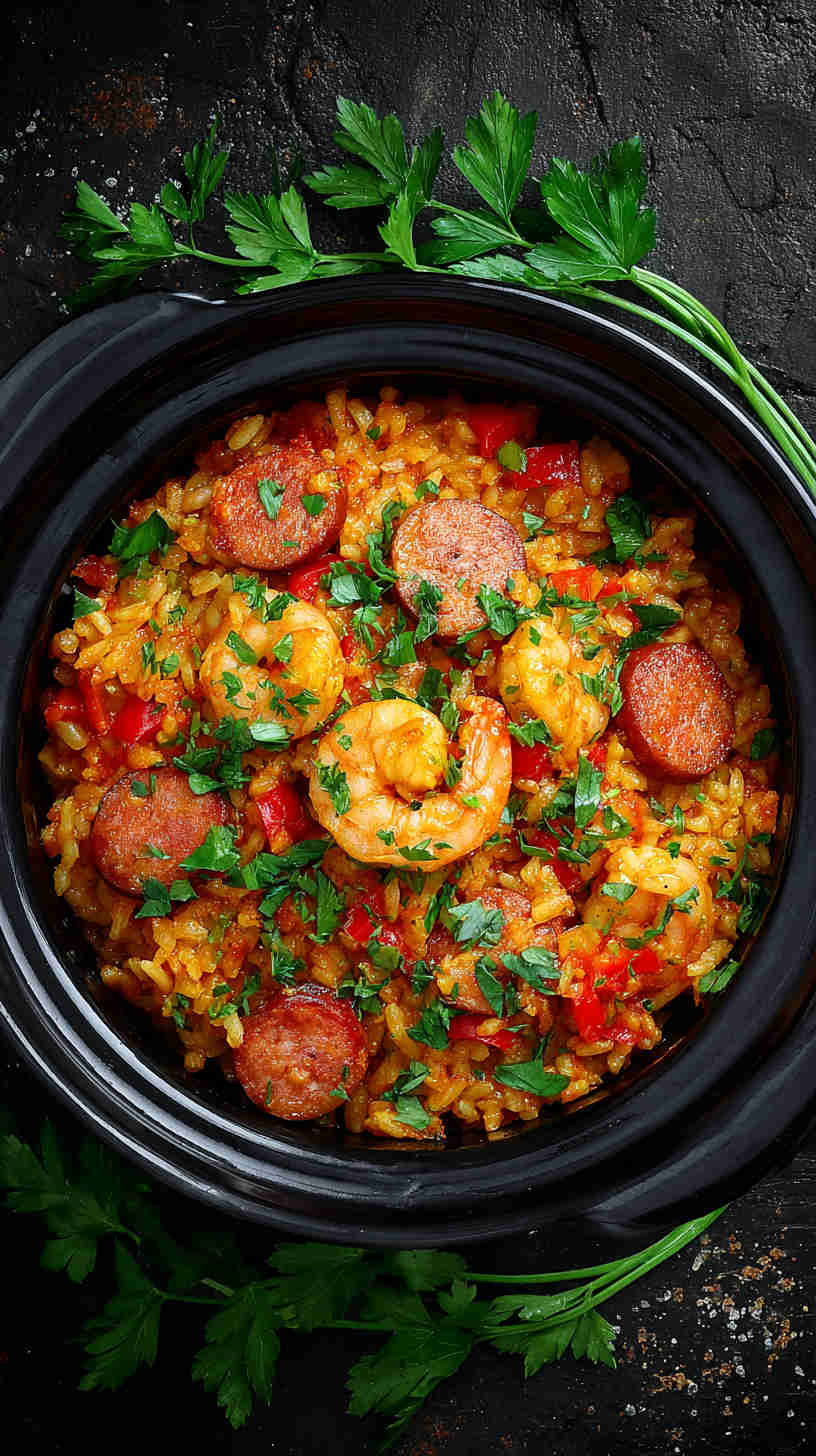Crockpot Jambalaya with Shrimp and Andouille