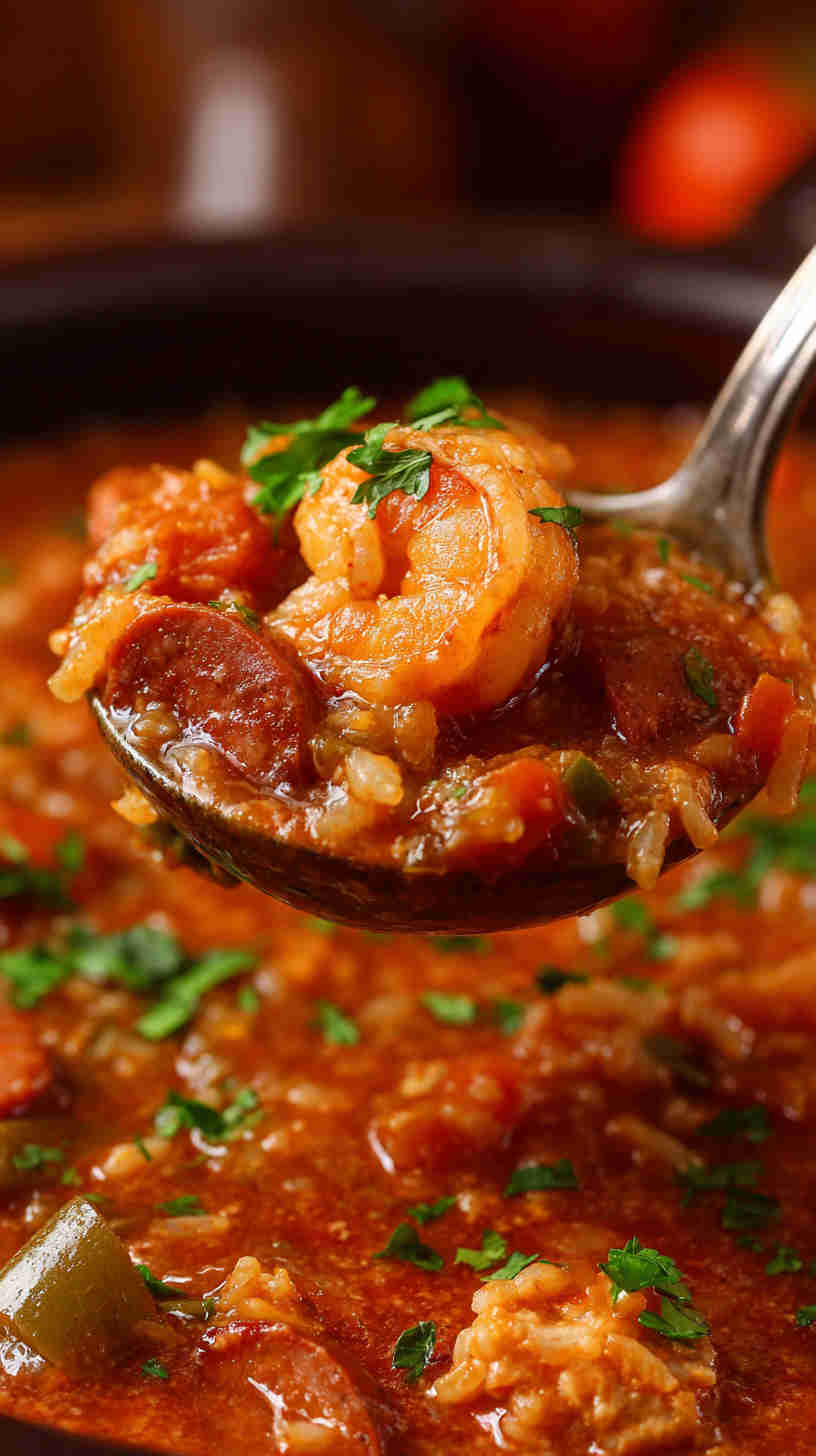 Crockpot Jambalaya with Shrimp and Andouille