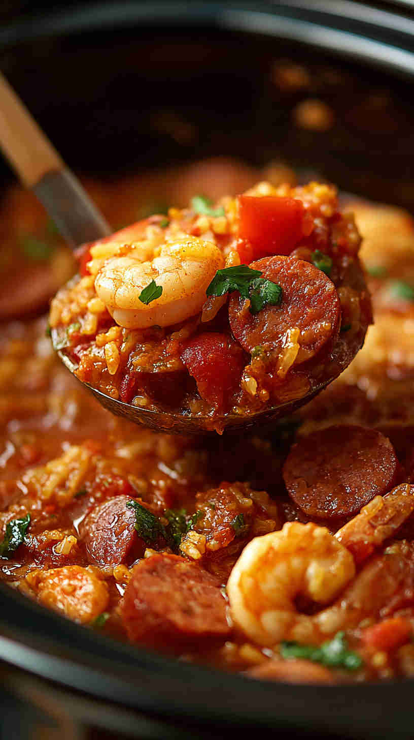 Crockpot Jambalaya with Shrimp and Andouille