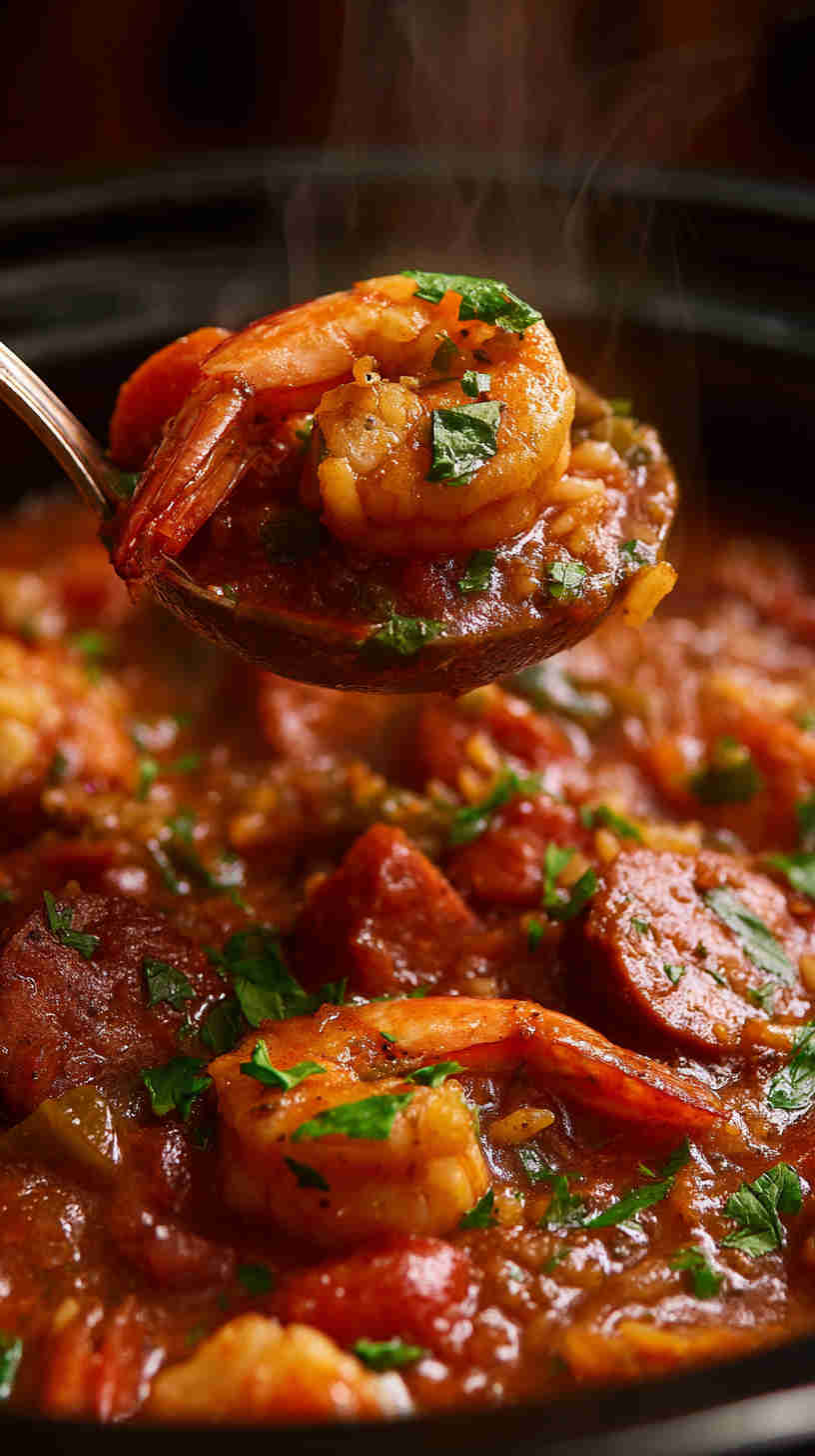 Crockpot Jambalaya with Shrimp and Andouille