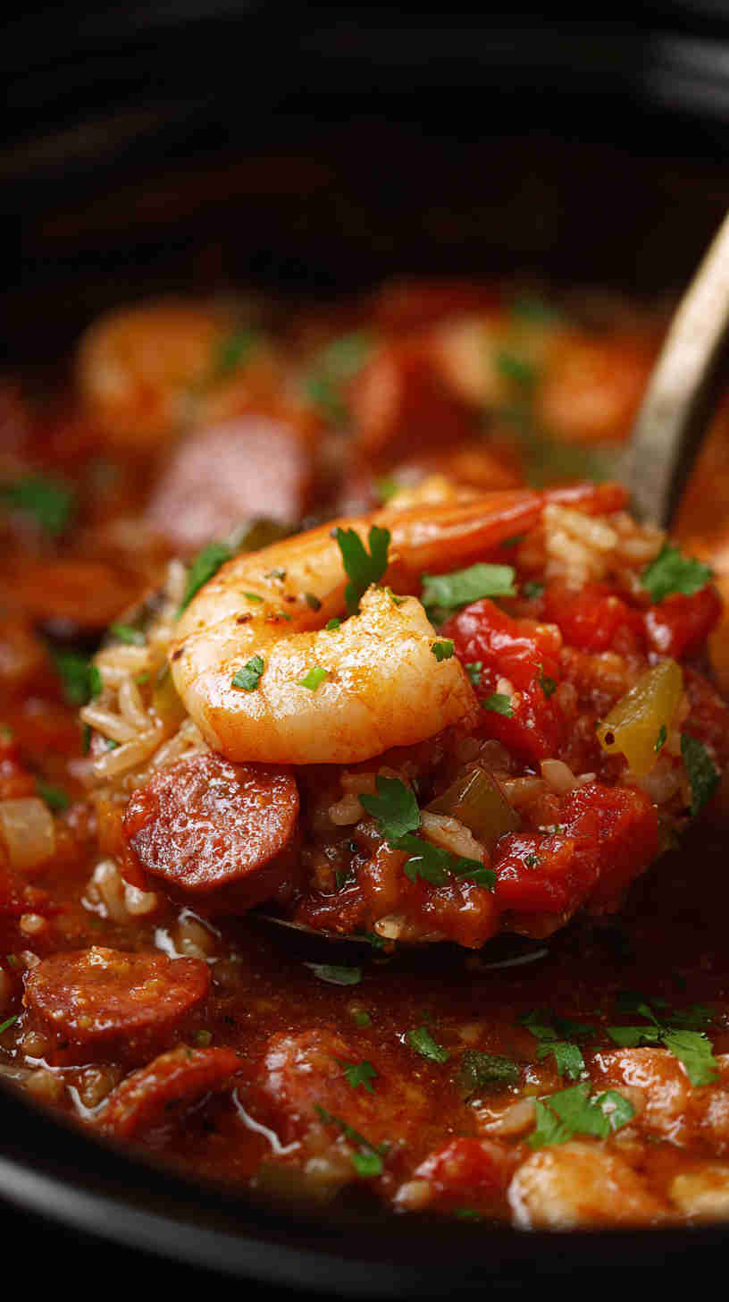 Crockpot Jambalaya with Shrimp and Andouille