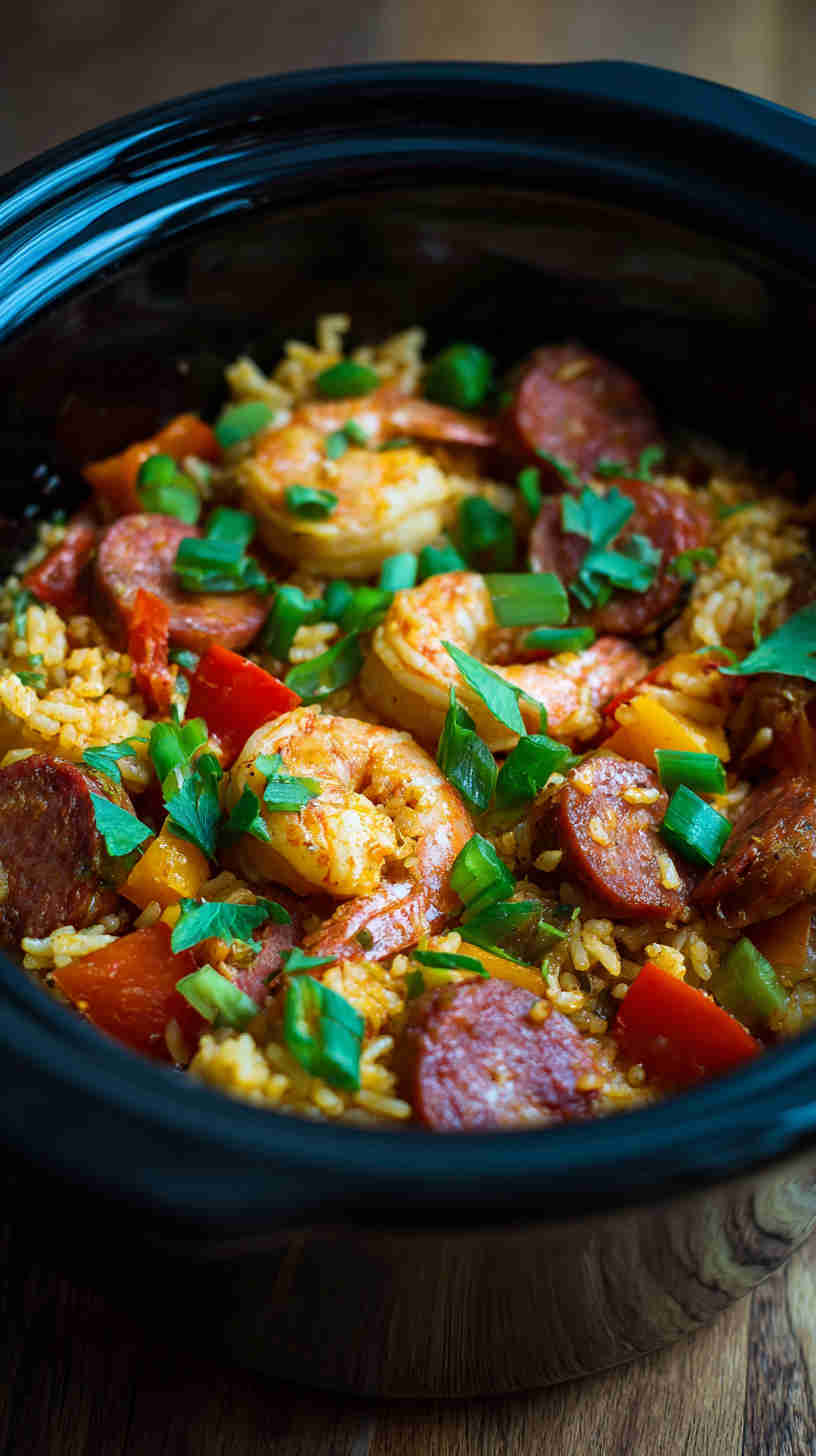 Crockpot Jambalaya with Shrimp and Andouille