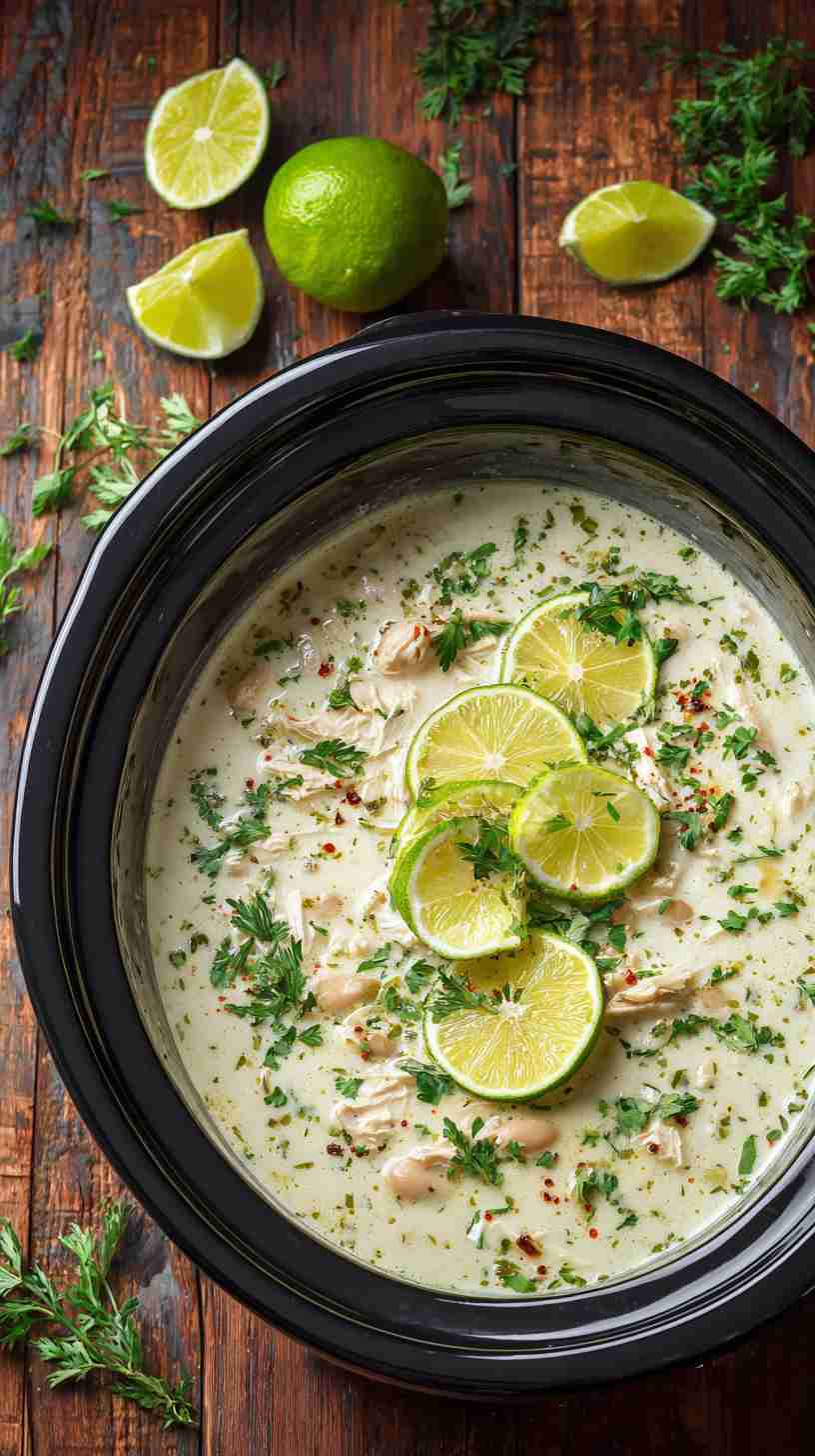 Crockpot White Chicken Chili with Lime