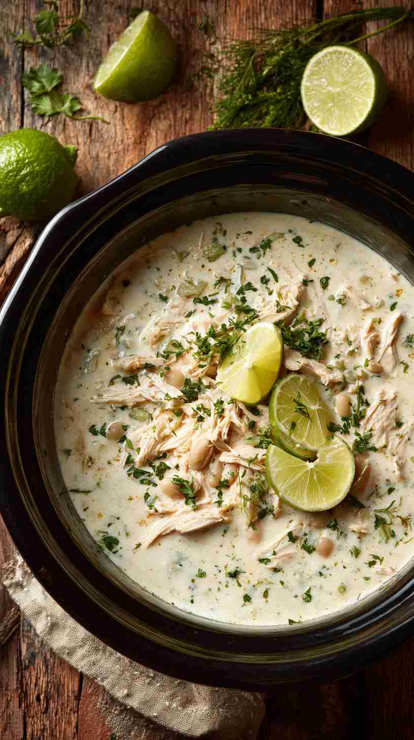 Crockpot White Chicken Chili with Lime