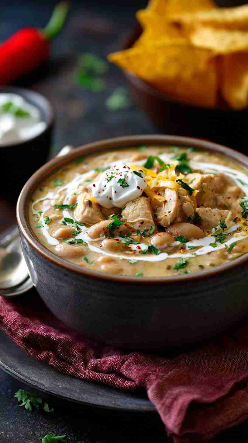 Crockpot White Chicken Chili with Lime