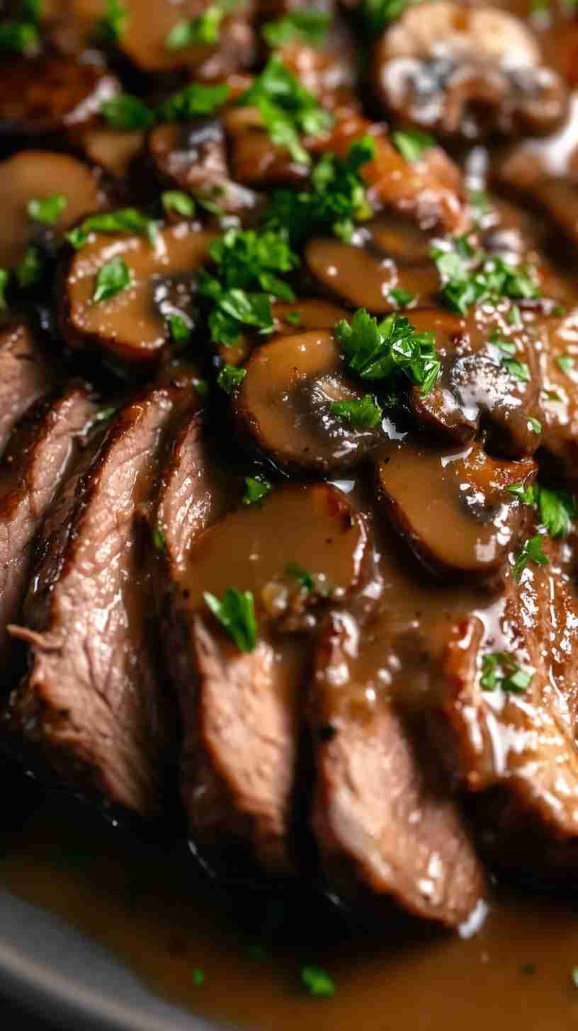 Easy Crock Pot Arm Roast with Creamy Mushroom Sauce