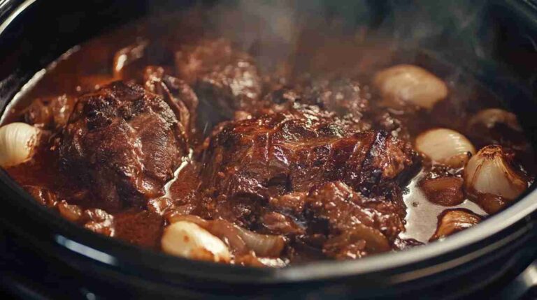 Easy Garlic & Onion Beef Arm Roast in the Slow Cooker