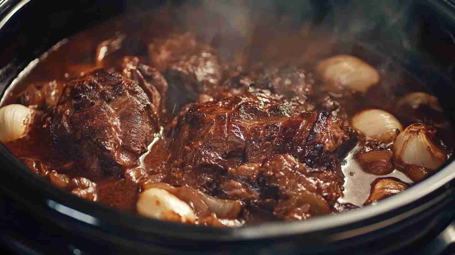 Easy Garlic & Onion Beef Arm Roast in the Slow Cooker