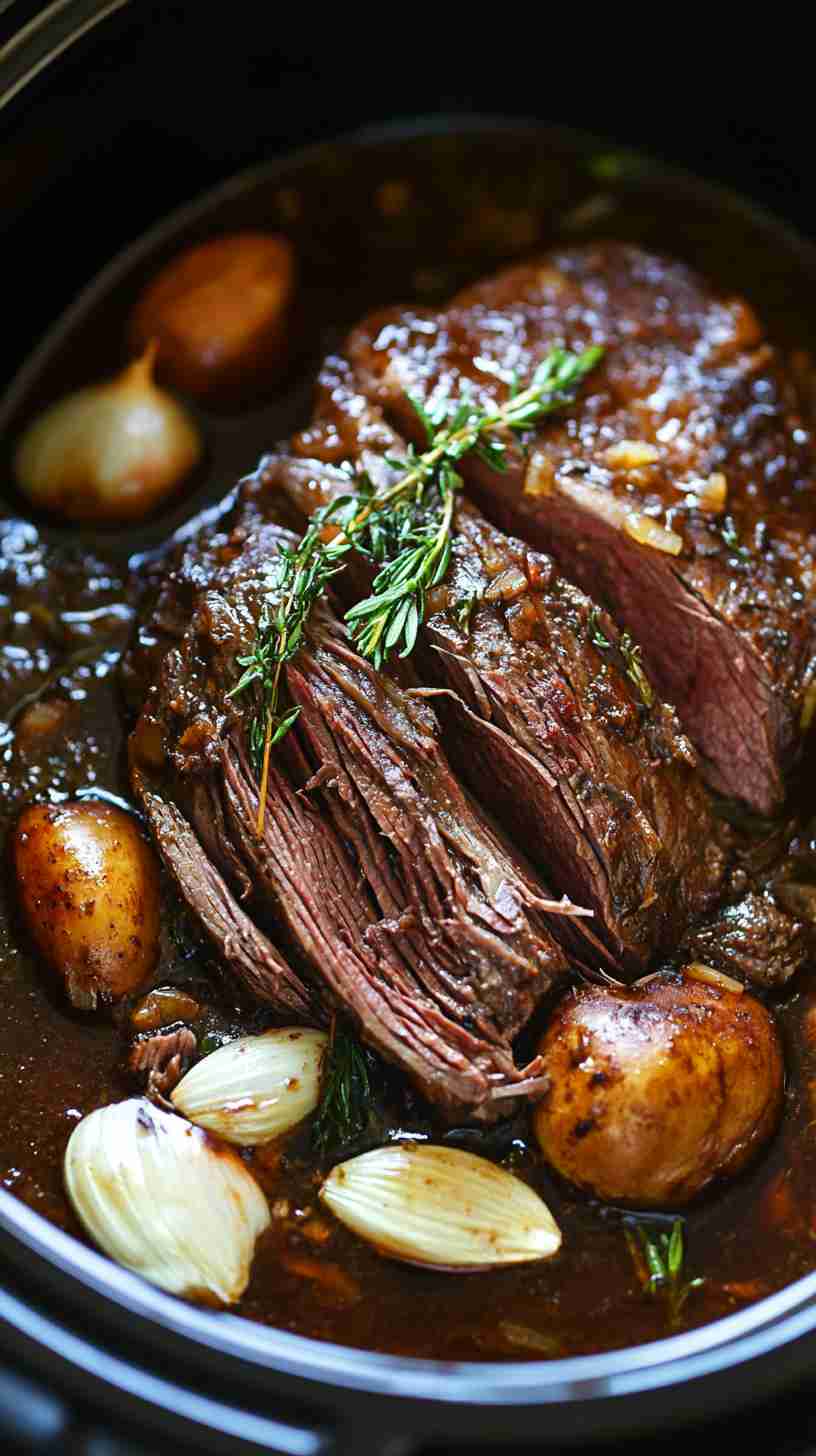 Easy Garlic & Onion Beef Arm Roast in the Slow Cooker Easy Garlic & Onion Beef Arm Roast in the Slow Cooker