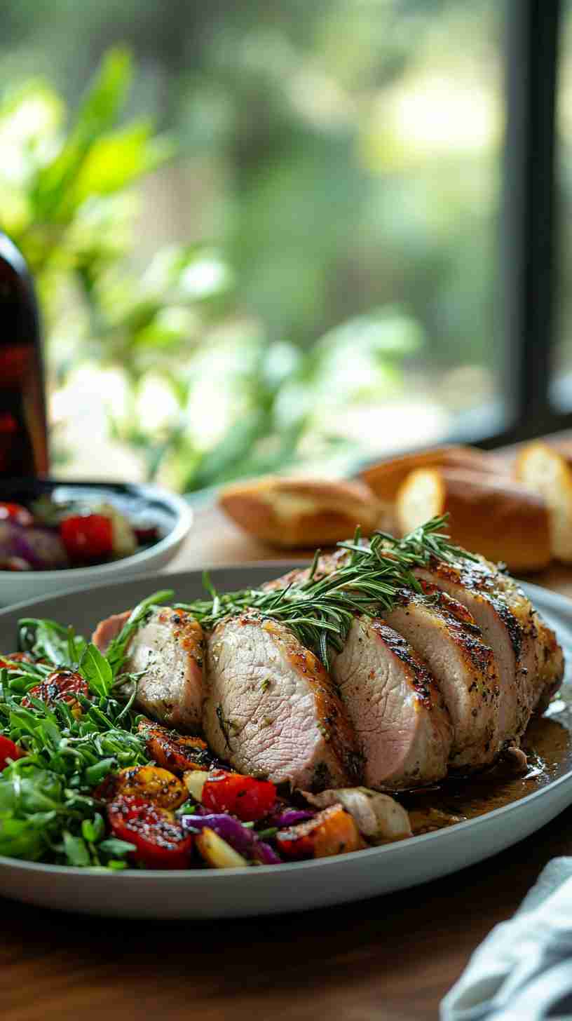 Garlic and Rosemary Pork Tenderloin Slow Cooked to Perfection