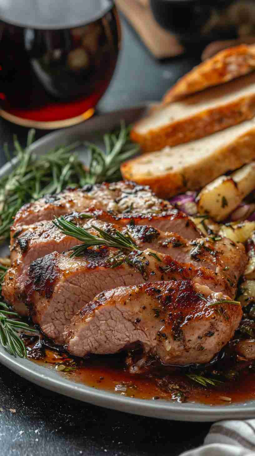 Garlic and Rosemary Pork Tenderloin Slow Cooked to Perfection
