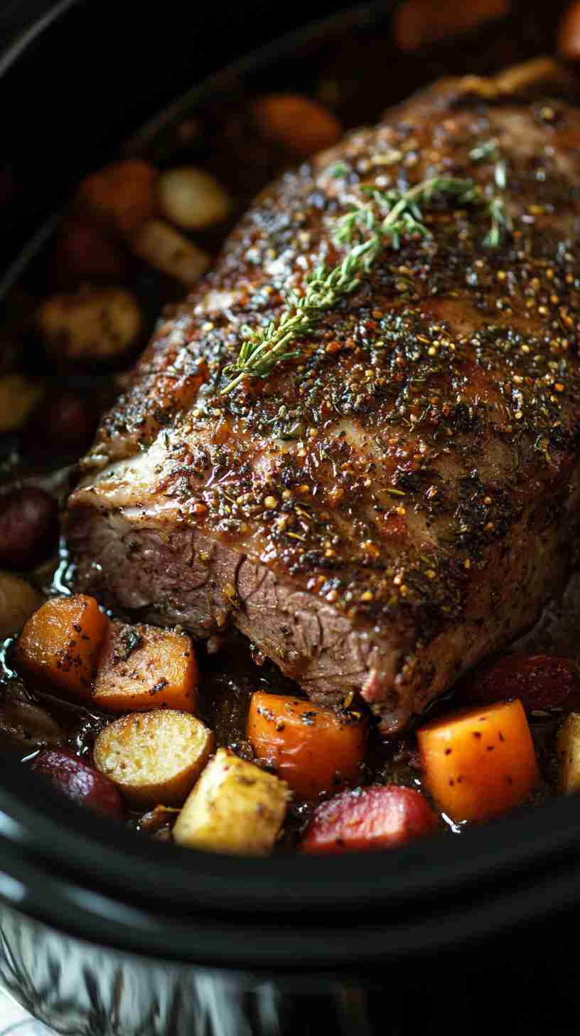 Savory Garlic Herb Arm Roast in the Slow Cooker