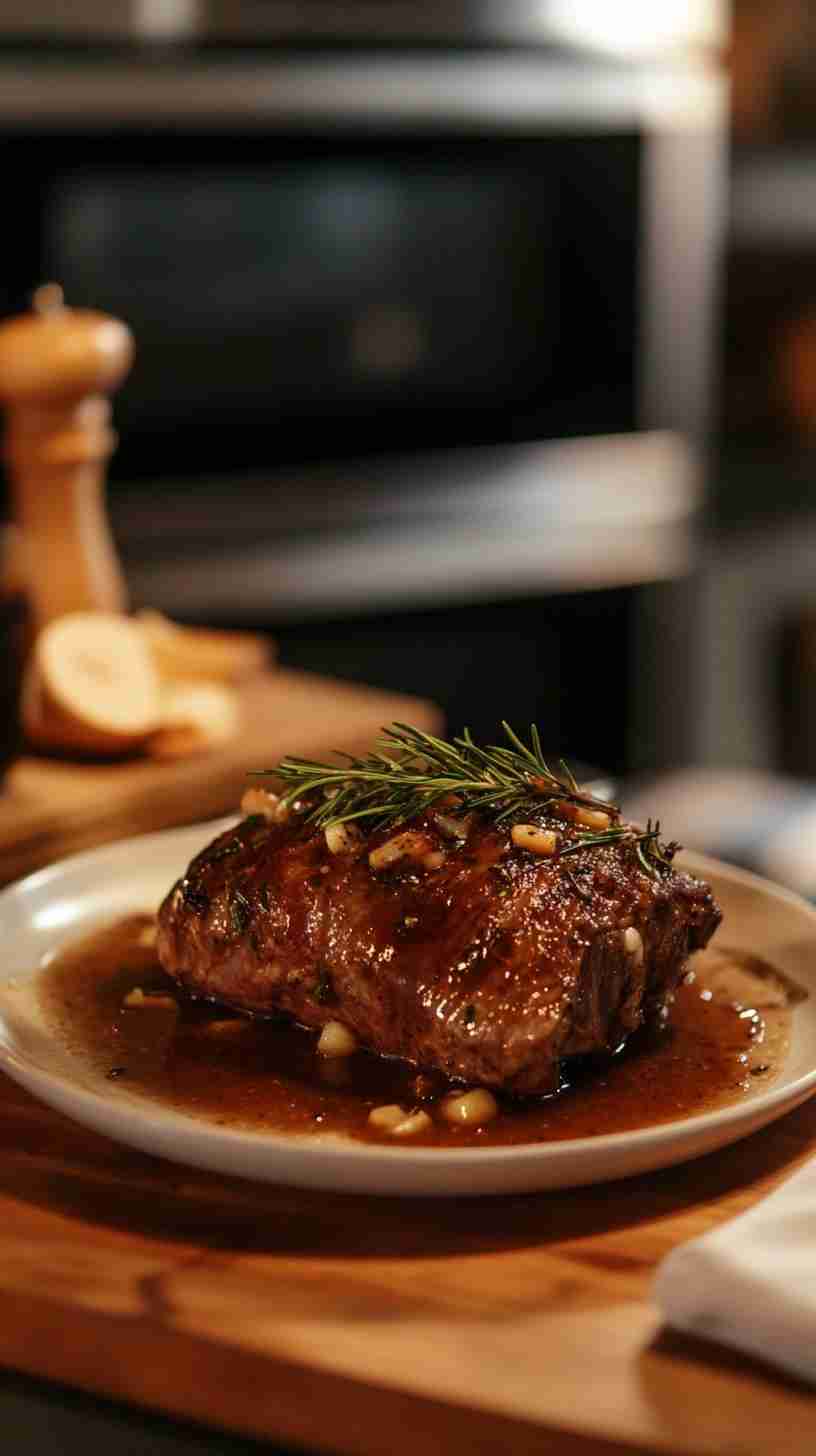 Savory Garlic Herb Arm Roast in the Slow Cooker
