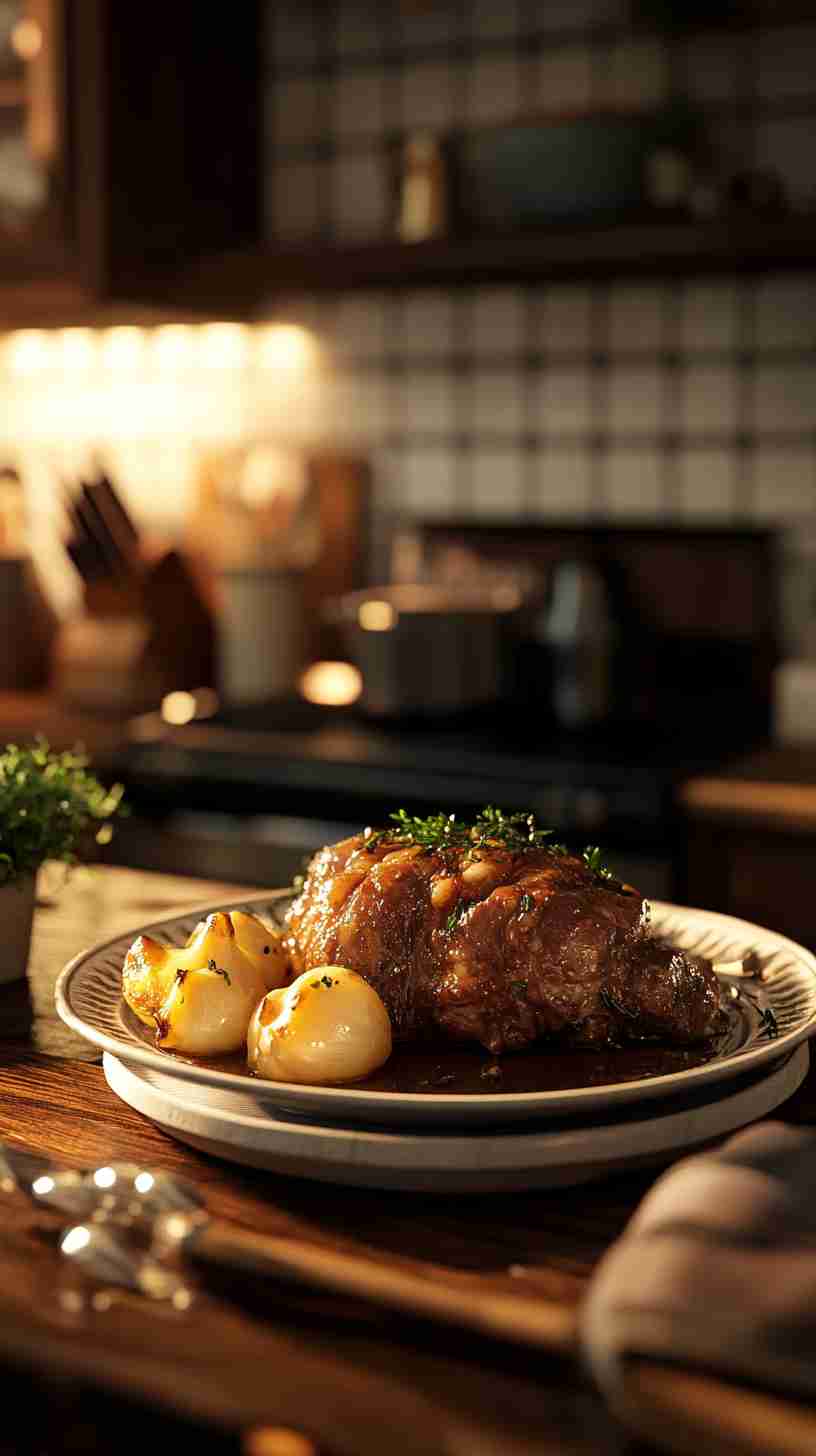 Savory Garlic Herb Arm Roast in the Slow Cooker